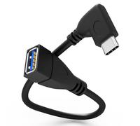hb-digital USB-C 3.0 Adaptador a USB-A hembra de aprox. 16,5 cm, conector acodado 90° OTG 5 Gbps, cable de alta velocidad compatible con iPhone, MacBook, iPad, Galaxy, Huawei, Redmi Note, etc. PVC