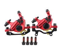 HB100 Línea de tracción Pinzas de freno de disco hidráulico de frenado bidireccional para bicicleta de montaña Ciclismo Aleación de aluminio Negro Rojo (Roja)