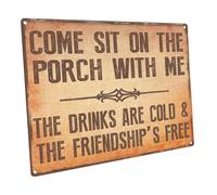 HBA Come Sit on The Porch Brown Metal Sign Outdoor Living