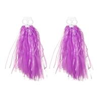 HBALDTEDC Cheerleading Poms Flor de Mano de plástico, Mango de Animadora con Doble Agujero, Multicolor, Paquete de 1 par(Double Hole Purple)