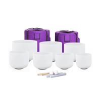 HBALDTEDC Cuarzo Cristal Cuencos Cantores Mazos, 440Hz Set with 2 Carry Bag, 7in-12in of 7 PCS For Sound Healing, Meditation, Yoga, Spiritual Healing, Rubber Mallet, Suede Stick, O-Ring