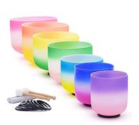 HBALDTEDC Cuarzo Cristal Cuencos Cantores Mazos, 6-12 Inch Set, Note CDEFGAB, Balancing Body Chakra, Calming Healing Sounds, Adjusting Emotional State, with Carrying Bag(440hz)