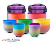 HBALDTEDC Cuarzo Cristal Cuencos Cantores Mazos, Candy Colored 6-12 Inch Set, with Carrying Bags Suede Sticks and Rubber Mallets, Adjusting Emotional State(440hz)