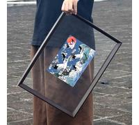 HBALDTEDC Marco de Fotos, Marco de Fotos Flotante de Doble Cara, Madera, Vidrio acrílico, 3 métodos de Montaje, Multicolor, Varios tamaños(Black,A4 [23 * 33.1cm])