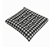 HBALDTEDC Sillas de Comedor de Espuma Acolchada con Memoria, Cojines for Silla con Lazos a Cuadros Vichy en Blanco y Negro, Suaves y cómodos Cojines for Asiento de Rejilla(Black)