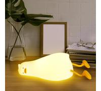 Hbaushun Lying Flat Duck Night Light,Dimmable Nursery Squishy Nightlight,Cute LED Silicone Duck Lamp,Rechargeable Bedside Touch Lamp for Breastfeeding Toddler Baby Kids Decor,Birthday Christmas Gifts