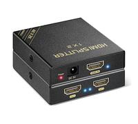 HBAVLINK Divisor HDMI 1 en 2 salidas 60Hz - HDCP Bypass 2.3, HDR, Dolby/DTS 5.1/7.1 - Compatible con Firestick 4k Max, PS3/PS5 y Elgato HD60s/x/Pro, Apple TV 4K, Retrotink, barra de sonido Roku, no