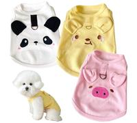 Hbbgdiy 3 Camisas para Perros pequeños con Anillo en D, Ropa para Mascotas de Dibujos Animados Lindos con patrón de Oso de Cerdo, Camisetas sin Mangas para Perros para Cachorros y Gatos M 5-7 LB