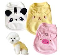 Hbbgdiy 3 Camisas para Perros pequeños con Anillo en D, Ropa para Mascotas de Dibujos Animados Lindos con patrón de Oso de Cerdo, Camisetas sin Mangas para Perros para Cachorros y Gatos S 3-5 LB