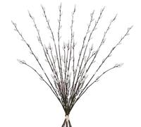 Hbbgdiy 3 Ramas de Sauce de imitación, 27, 6 Rellenos de jarrón realistas con Detalles de Flores Blancas, Elegantes Ramas Artificiales para centros de Mesa de Bodas, hogar y Eventos