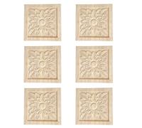 Hbbgdiy 6 Apliques y Incrustaciones de Madera, 2.0 x 2.0 in, Cuadrados, Decorativos, tallados, Muebles de Madera para gabinete, Espejo, Puerta, Pared y proyectos de decoración del hogar