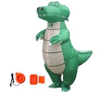 Hbbgdiy Cocodrilo inflable para adultos, lindo y divertido disfraz de Halloween inflable con ventana visual, talla única para la mayoría, disfraz de cocodrilo para fiesta, cosplay, escenario..