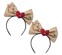 Hbbgdiy Diademas divertidas, 2 diademas de Halloween con forma de corazón roto, alfileres y lazo, diadema de muñeca malvada para mujer.