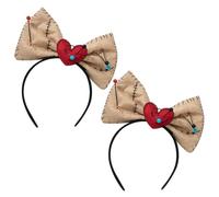 Hbbgdiy Diademas divertidas para mujer, 2 diademas de Halloween con forma de corazón roto, alfileres y lazo, para muñeca malvada..