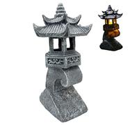 Hbbgdiy Estatua de Linterna de Pagoda Japonesa de 4x6x13 Pulgadas de Agua Solar Japonesa, luz Solar de Piedra Decorativa para jardín, Patio, césped, Patio y balcón