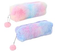 Hbbgdiy Gruja de lápiz Suave y esponjosa de 2 Piezas, Estuche de lápiz de niñas, Estuche Linda de Gran Capacidad, de Arcoiris para Regalos de Suministros Escolares