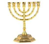Hbbgdiy Hanukkah Menorah Portavelas Vintage Dorado de 7 Ramas, Elegantes Decoraciones de candelabro Hanukkah, Regalos religiosos para celebración de Festivales y decoración del hogar