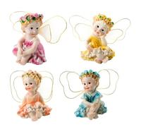 Hbbgdiy Juego de 4 estatuas y Figuras de Hadas, Mini Figuras de Hadas de Resina para jardín al Aire Libre, bonsái y decoración de Plantas de Interior, estatuas sentadas, Estilo Sentado