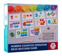 Hbbgdiy Juego de contadores educativos de matemáticas Montessori para niños con Clip, Cuentas, Tazas, Palillos y cucharas, Juguetes de conteo de Aprendizaje temprano para niños y niñas