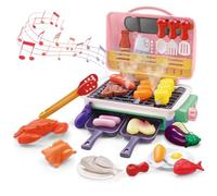 Hbbgdiy Juego de Parrilla para Barbacoa para niños, Juego de Cocina con Parrilla de Juguete Realista con luz de Humo simulada, Sonido Que Cambia de Color, Accesorios para Alimentos, de rol imagina