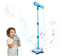 Hbbgdiy Micrófono para niños con Soporte Juguete portátil con Soporte Ajustable Música y Luces Coloridas para niños pequeños Juego de Fiesta para en Edad Preescolar Azul