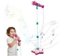 Hbbgdiy Micrófono para niños con Soporte, Juguete portátil con Soporte Ajustable, música y Luces Coloridas para niños pequeños, Preescolar, Fiesta, Juego, Estilo 1
