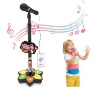 Hbbgdiy Micrófono para niños pequeños con Soporte Ajustable Micrófono para Cantar para niños Juguetes con música y Luces Coloridas Juego de Roles Divertido para a Partir de 3 años Actuación en fie