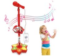 Hbbgdiy Micrófono para niños pequeños con Soporte Ajustable Micrófono para Cantar para niños Juguetes con música y Luces Coloridas Juego de Roles Divertido para a Partir de 3 años Actuación en fie