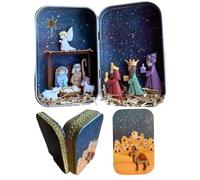 Hbbgdiy Natividad Natividad Set 3.5x4.5x0.8 Pulgadas Escena de Religiosa con Figuras de la Sagrada Familia Mini Ornamento Interior para la Mesa Decoraciones navideñas