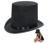 Hbbgdiy Sombrero de copa para niños de 4" de alto, sombrero de copa negro de tela de fieltro, de divertido para disfraz de mago, de decorativo para Halloween, espectáculo.