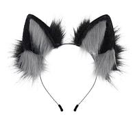 hbbhml Diadema de piel sintética con orejas de gato, zorro, lobo, gato, accesorios para Halloween, Navidad, carnaval, fiesta