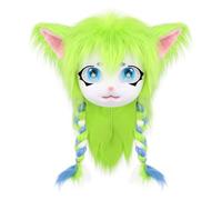 hbbhml Máscara de cabeza de gato de animal, lindas máscaras de animé de felpa para Halloween, mascarada, cosplay, accesorio de disfraz