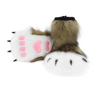 hbbhml Pantuflas peludas de animales, oso, gato, lobo, perro, zorro, pies, pata, zapatos, botas peludas, accesorios de disfraz para adultos y niños, Caohuang2, One Size Big Kid