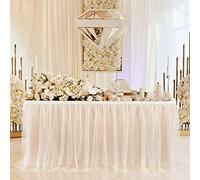 HBBMAGIC 3 Capas de Malla mullida Tabla de tutú Falda de vajilla de Tul para la Fiesta de Bodas de cumpleaños Decoración para el hogar183*76CM Champán
