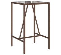 HBBMGYD Bar Mesa Outdoor Brown 70 x 70 x 110 cm Poli Rattan | Bandeja de vidrio templado, marco de acero en polvo, ratán polivinílico, uso al aire libre, fácil mantenimiento