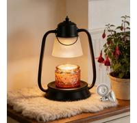 HBBursts Lámpara Calentador De Velas Con Atenuador, Temporizador Eléctrico Fusión Cera Vintage For Tarro 2 Bombillas, Regalo Navidad For Calentar Casa Nueva Decoración Del Hogar(Black)
