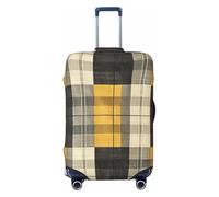 HBDVHZ Funda de equipaje con estampado a cuadros amarillos, grises y negros, accesorios de viaje ligeros de moda, Black, S