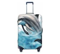 HBDVHZ Funda de equipaje con estampado de delfín mirando a ti, accesorios de viaje ligeros de moda, Black, M