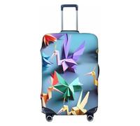 HBDVHZ Funda de equipaje con estampado de grúas de papel multicolor de origami, accesorios de viaje ligeros de moda, Black, L