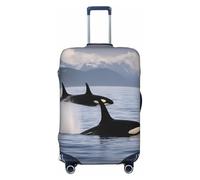 HBDVHZ Killer Whales Swim Along - Funda de equipaje con estampado de ballenas asesinas, accesorios de viaje ligeros de moda, Black, M