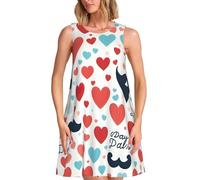 HBDVHZ Vestido de verano sin mangas para mujer, con estampado de amor y papá, para el Día del Padre, vestido casual de playa con bolsillos, Negro, 3XL