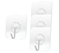 HBERCAI 4 Piezas Ganchos Adhesivos Potentes Transparente pared Carga 10KG Max,Ganchos Sin Agujeros Impermeable Para Toalla,Perchas,Baño Cocina Puerta Nevera Techo Armario Agujero 60MM Percha de Pared