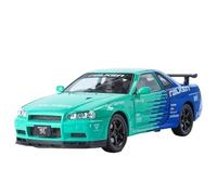 HBEUBUOEB Modelos Prefabricados Vehículos Motor 1:24 para GTR R34 Versión Floral Modificada Horizon Ares Sonido Y Luz Modelo De Aleación De Carreras De Rápidos Y Furiosos(Green with Box)