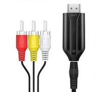 HBFQMDJLX Adaptador RCA a HDMI - Convertidor AV a HDMI con fuente de alimentación USB, adaptador de audio de vídeo HD 1080P para reproductores de TV/PC/N64/Wii/VHS/VCR/DVD