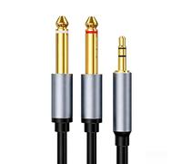 HBFQMDJLX Cable Y dual de 3,5 mm a doble de 6,35 mm, cable de audio de cobre sin oxígeno de doble blindaje para guitarra, mezclador, altavoz a teléfono/PC, chapado en oro y aleación de aluminio, cable