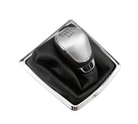 HBGURM Cambios Marcha Coche Funda De Cuero Para Palanca Cambios 5 6 Velocidades Para Ford Para Focus 2 MK2 Para Fiesta Y Para Kuga 2005-2012(6Speed silver)