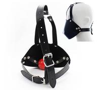 HBHYU Arnés de máscara for la cabeza de Bondage con bola de silicona, arnés for la cabeza de cuero SM, bozal SM con bola de mordaza for la boca, juguetes sexuales for parejas, mujeres y hombres