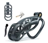 HBHYU BDSM jaula for pene jaula de castidad hombre cinturón de castidad conjunto con 4 tamaños anillo for pene jaula for pene jaula de castidad SM juguete sexual bondage castidad jaula for pene(Geboge