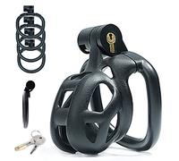 HBHYU BDSM jaula for pene jaula de castidad hombre cinturón de castidad conjunto con 4 tamaños anillo for pene jaula for pene jaula de castidad SM juguete sexual bondage castidad jaula for pene(Flache