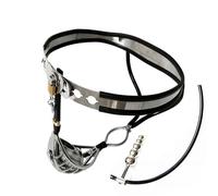 HBHYU Cinturón de castidad BDSM Cinturón de castidad de acero inoxidable Jaula for pene Jaula for pene con dispositivo de castidad con tapón anal de 5 bolas Juego de juguetes sexuales SM for hombres(7